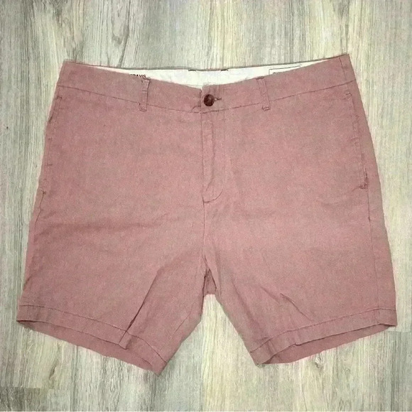 Frank & Oak Travis Red Cotton Slim Fit Men’s 7 Inch Luxury Chino Shorts Size 36” - Picture 1 of 8